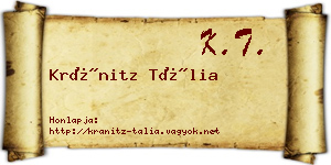 Kránitz Tália névjegykártya